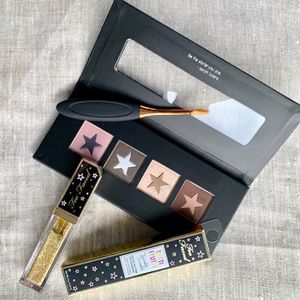 ☃️ 🎁 STILA, NEW 8 SHADOWS+GLITTER & BRUSH NEW 3 pc NIB